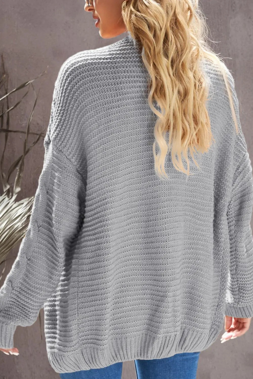 Cable-Knit Open Front Cardigan - Fashorio