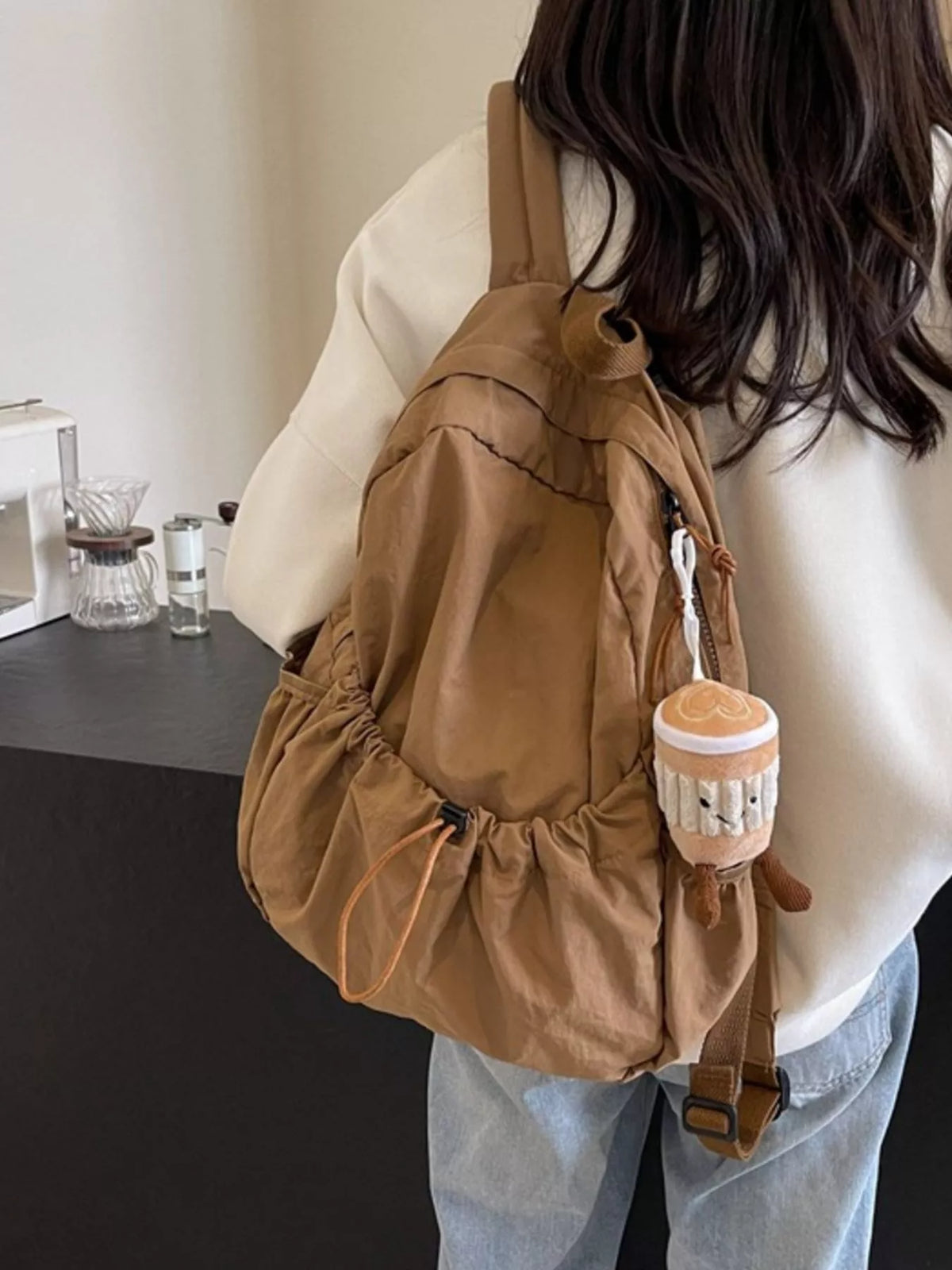 Drawstring backpack interior space