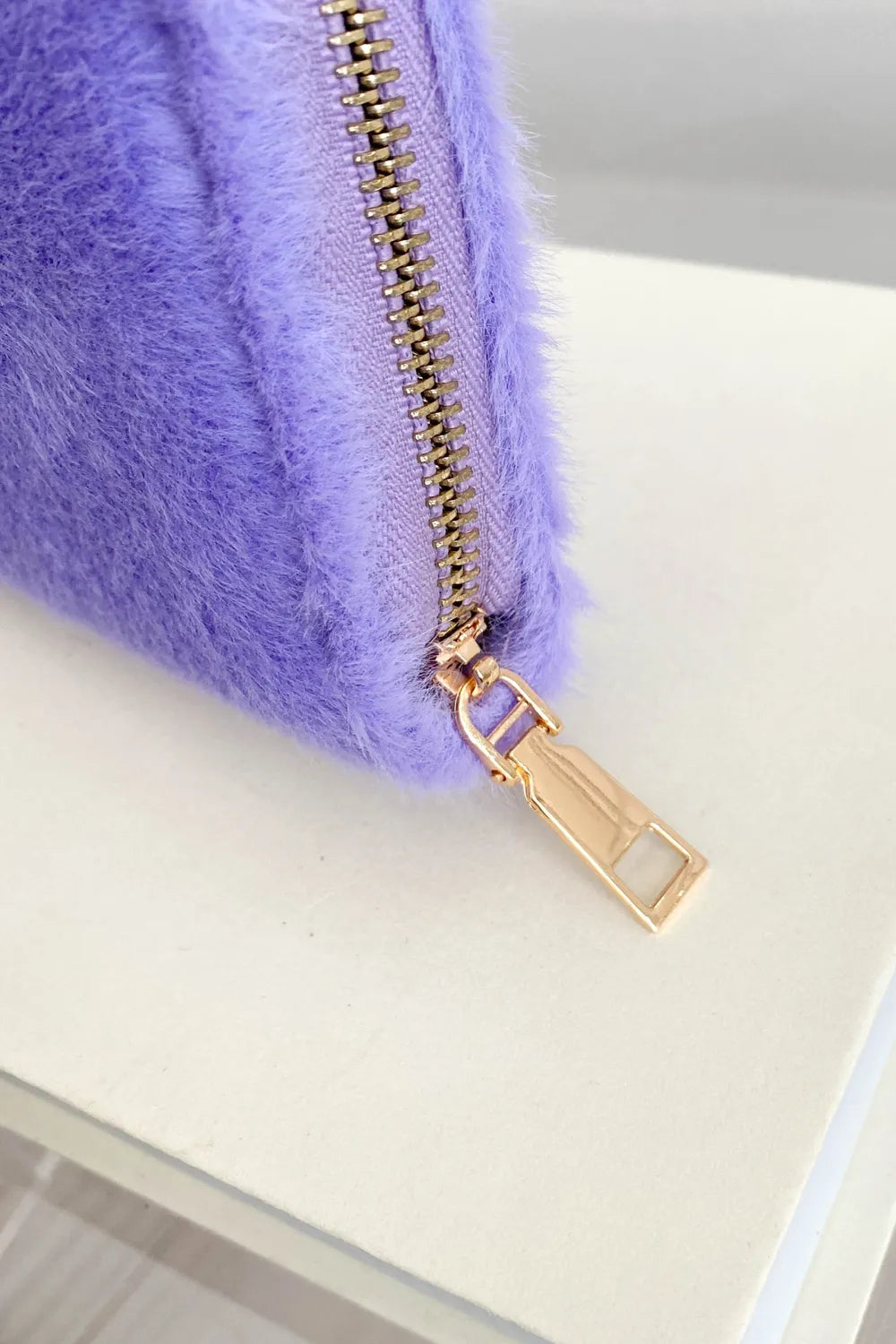 Solid Color Fluff Rectangle Wallet - Fashorio