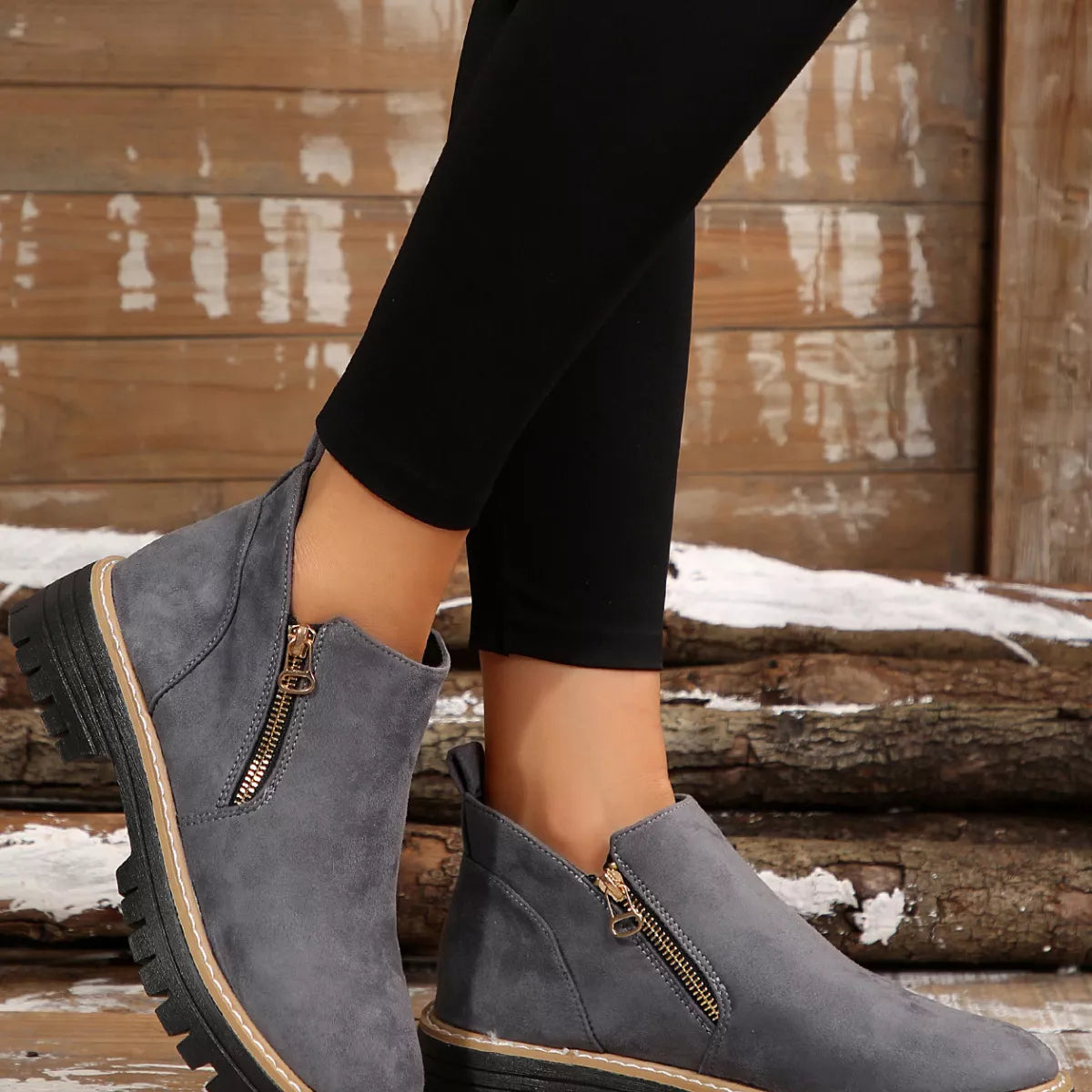 side zip ankle boots three quarter view