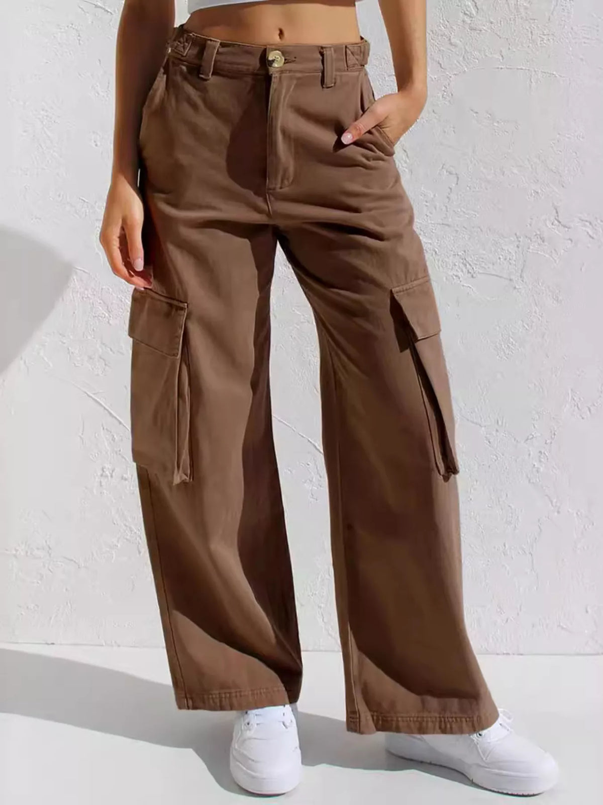 High Waist Wide Leg Cargo Jeans, view 10