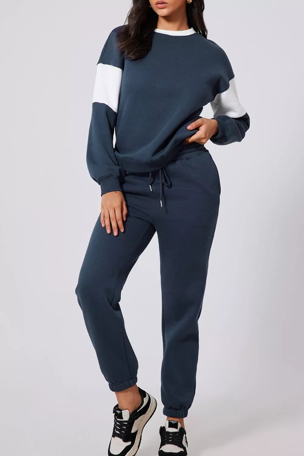 Drop Shoulder Loose Sweatshirt and Joggers Active Set view 10