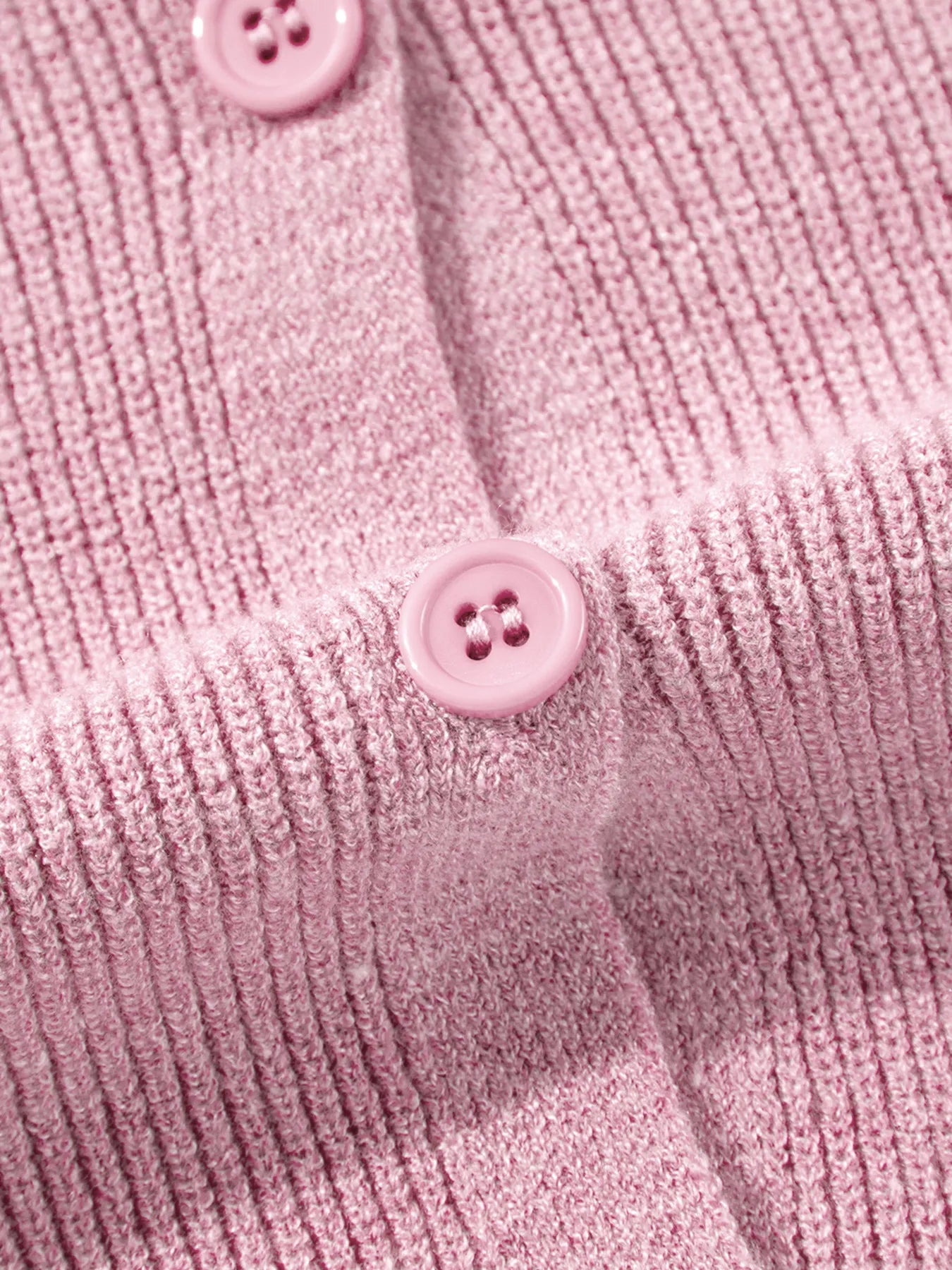 Ribbed Knit Button Front V Neck Cardigan - Fashorio