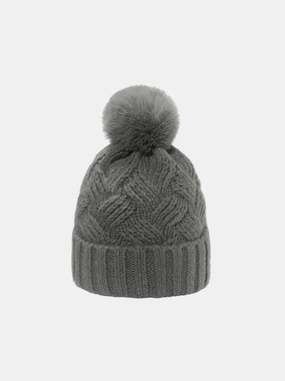Roll Rim Cable-Knit Hat Gray One Size - Fashorio