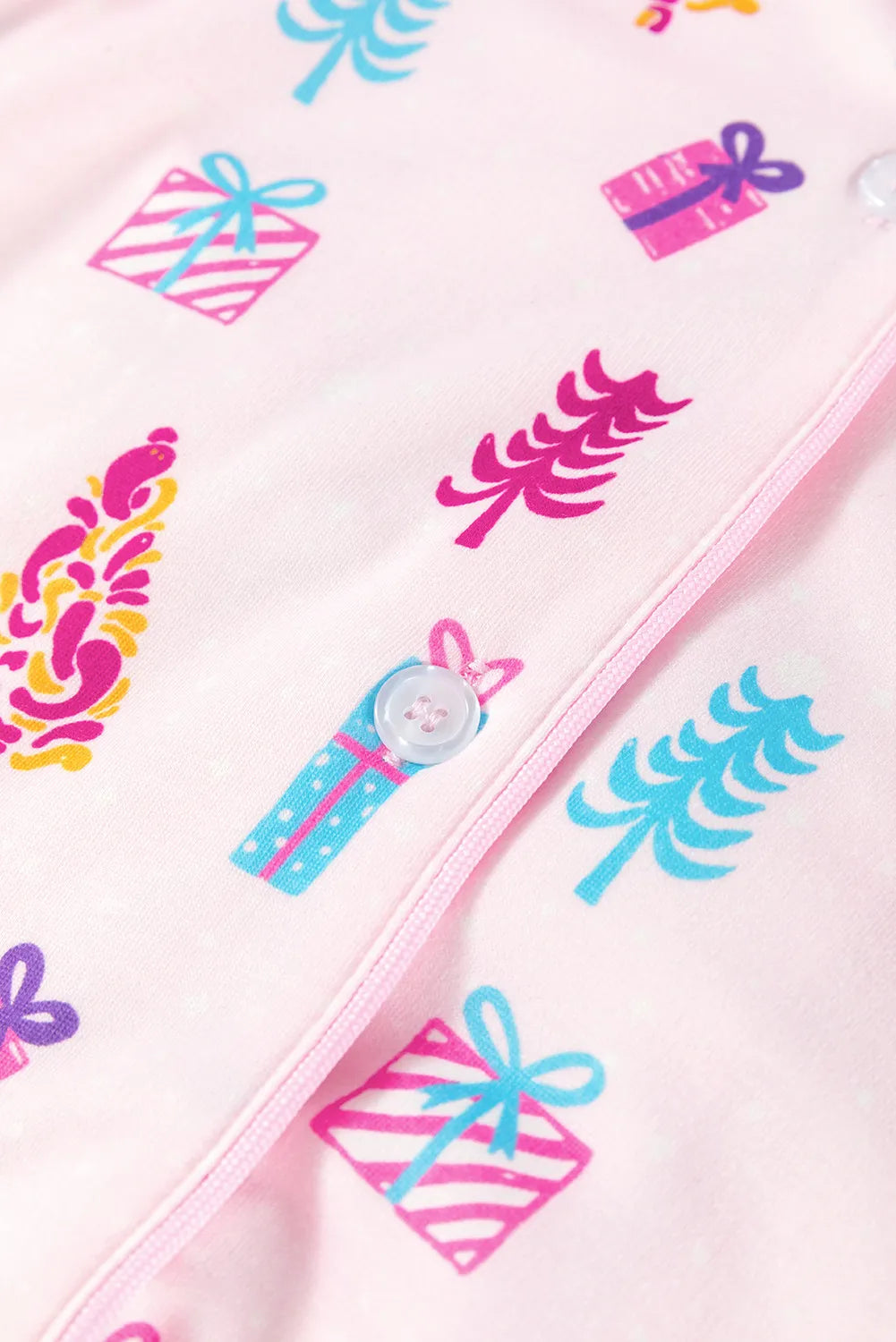 Printed Collared Neck Long Sleeve Lounge Dress - Fashorio