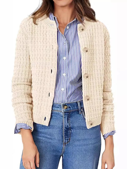 Button-Up Long Sleeve Cardigan - Fashorio