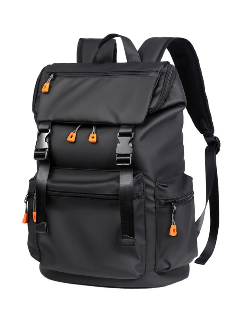 Gray Oxford cloth multi pocket backpack front view