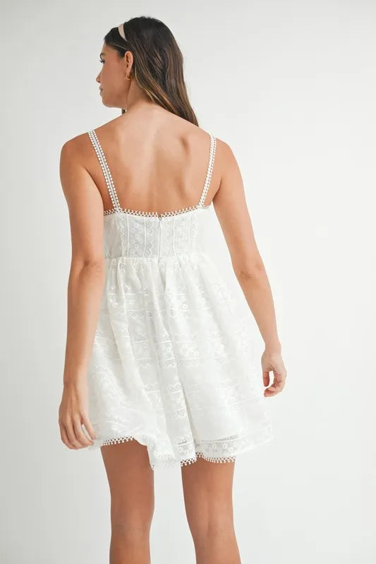 Eyelet Lace Babydoll Mini Cami Dress detail