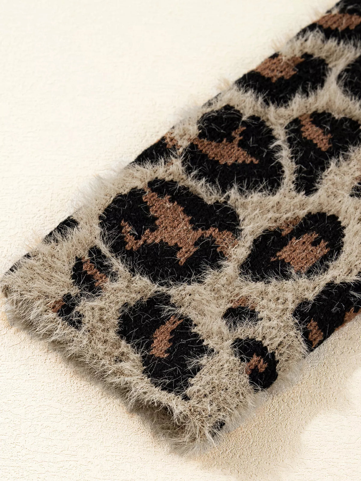 Leopard open front cardigan, back view