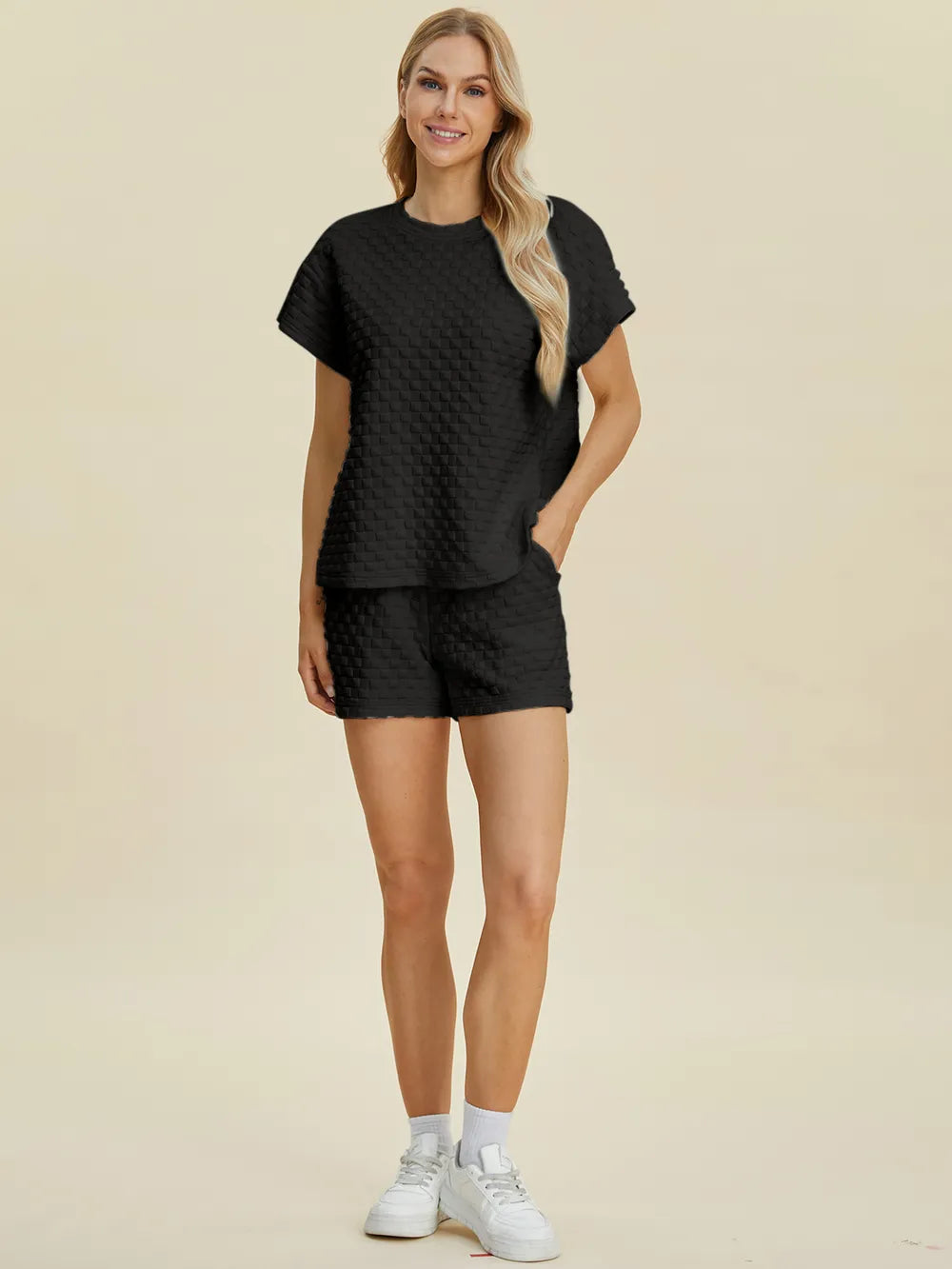 Double Take Texture Tee and Shorts Set, view 26