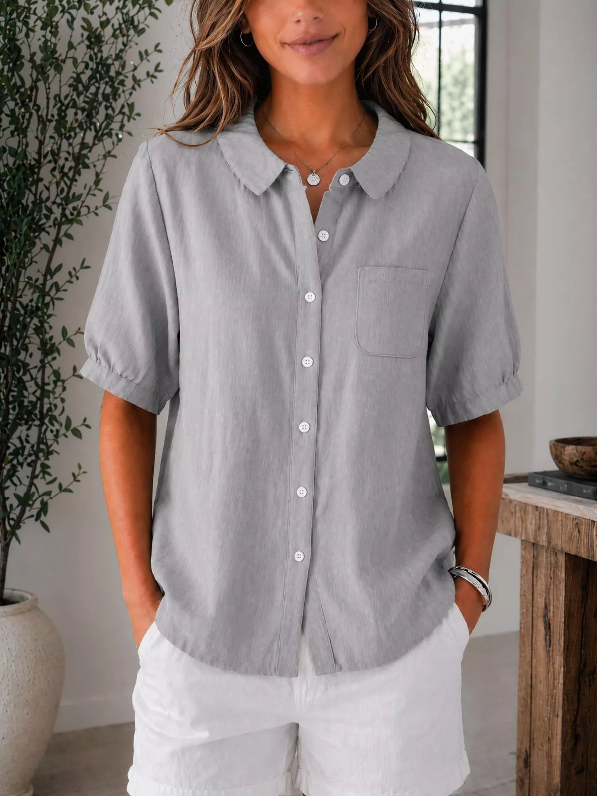 Womens shirt shown in a red colourway