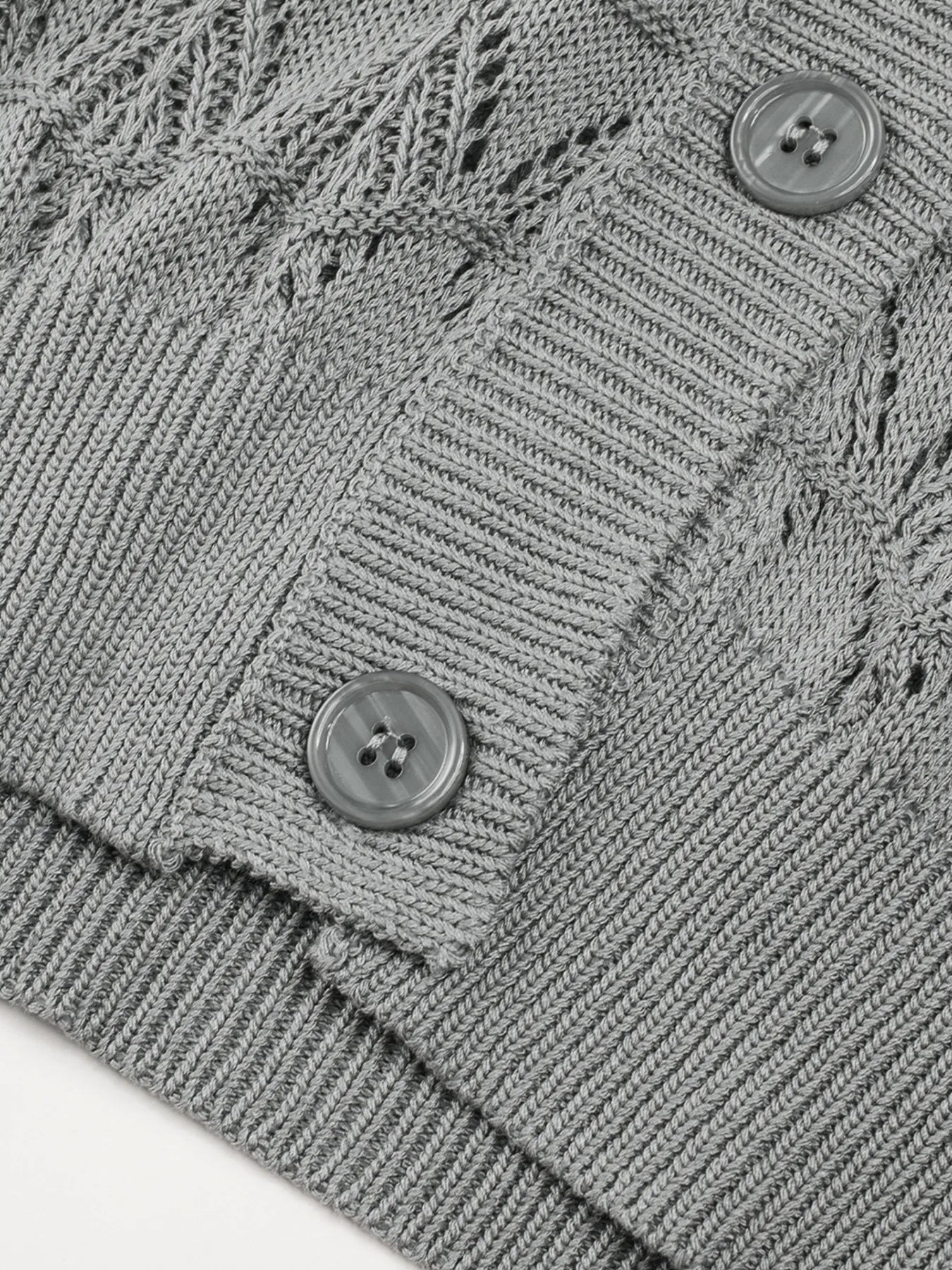 Buttoned Front Openwork Cardigan - Fashorio