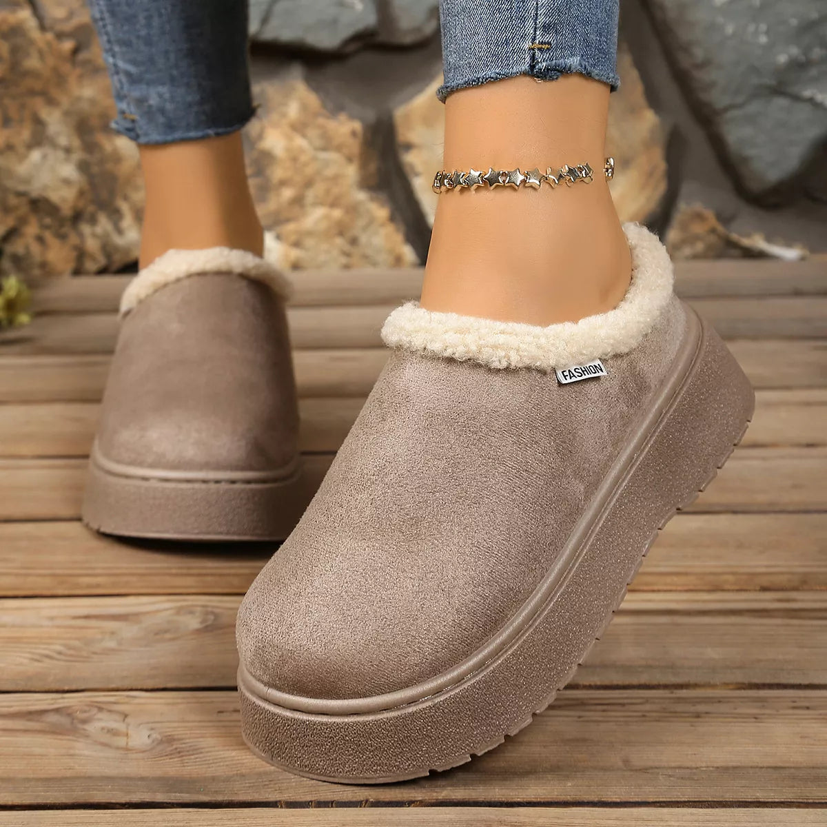 plush lined platform boots full outfit view