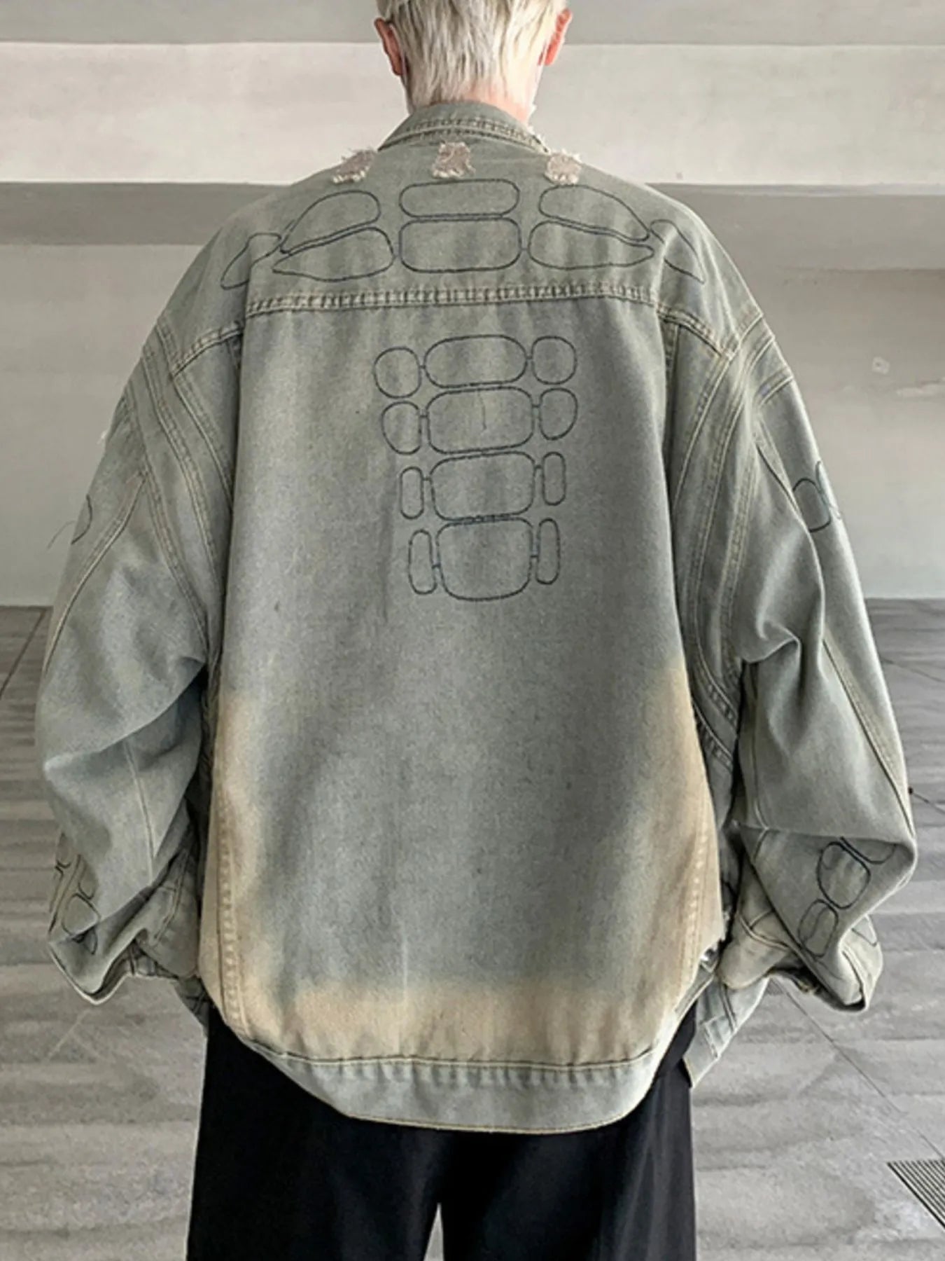 Men's Plus Size Distressed Button Up Denim Jacket - Fashorio