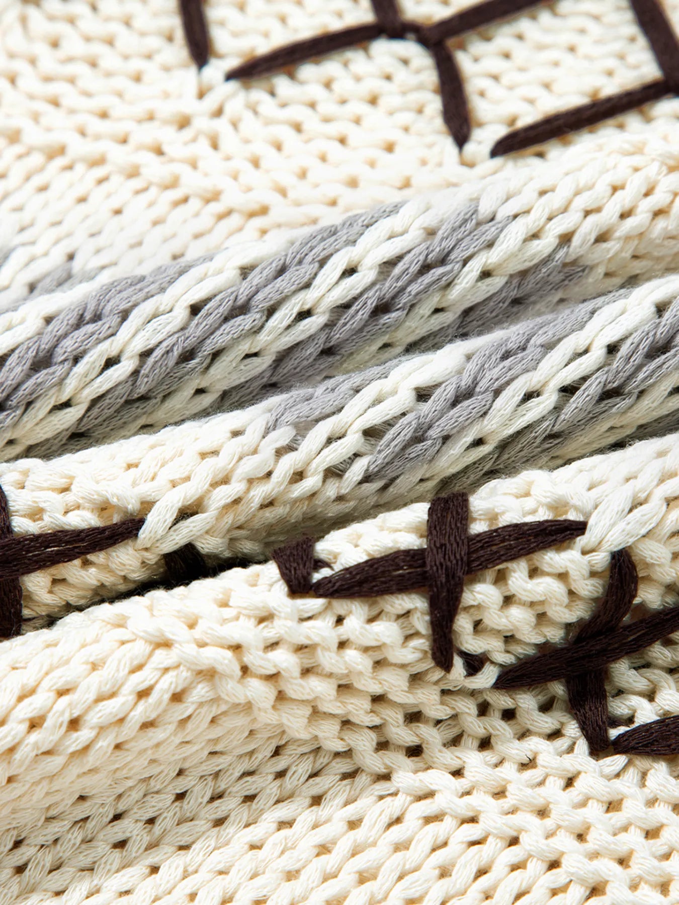 Contrast Stitch Detail V Neck Drop Shoulder Sweater - Fashorio