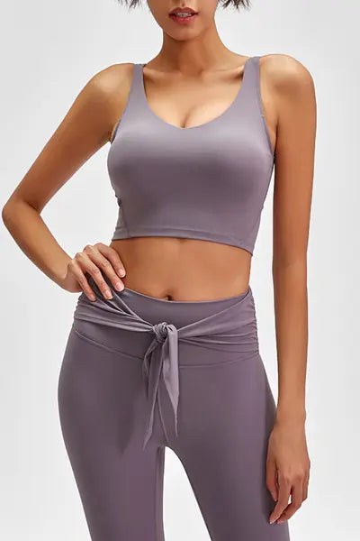 scoop back sports bra front view