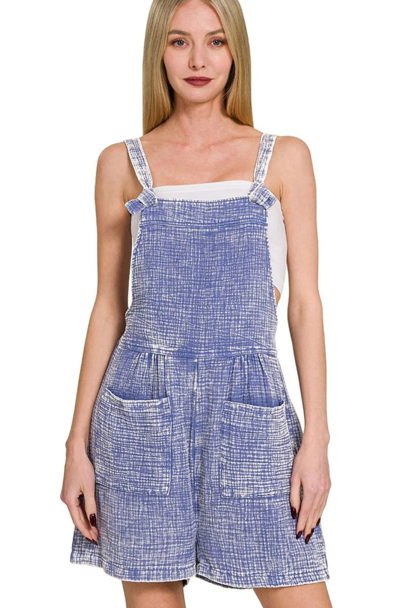 Woven Double Gauze Acid Washed Romper