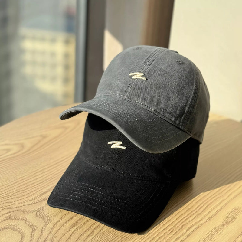 Vintage washed cotton baseball cap front view