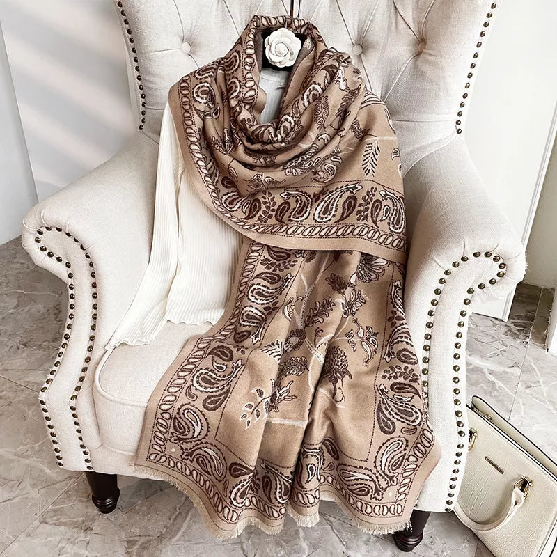 Close view of the scarf print