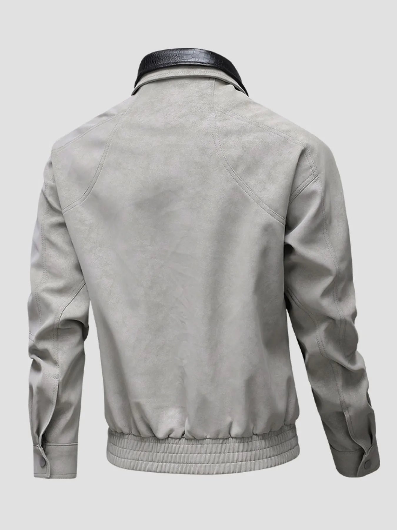 Men's Plus Size Leather Bomber Jacket with Full Zip Front - Fashorio