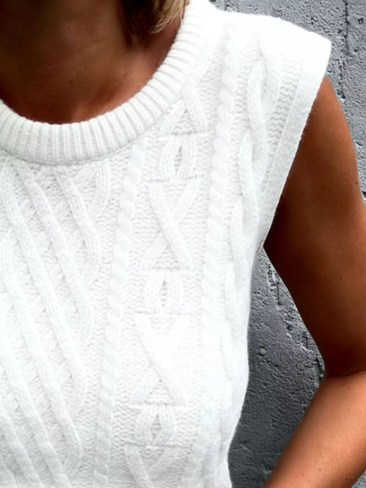 Cable Knit Sweater Vest in Gray view 8