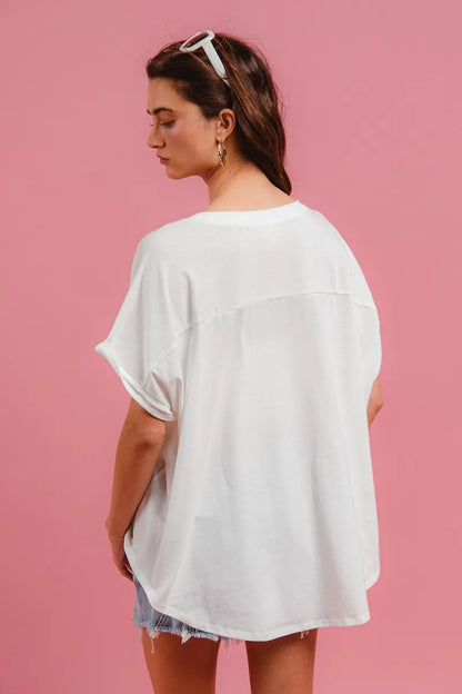 BiBi Solid Terry With Fourth Of July Theme Patched Top - Fashorio