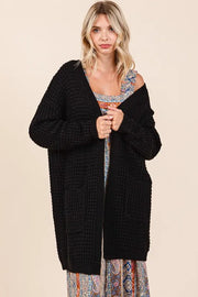 Mittoshop Open Front Long Sleeve Longline Cardigan Black - Fashorio