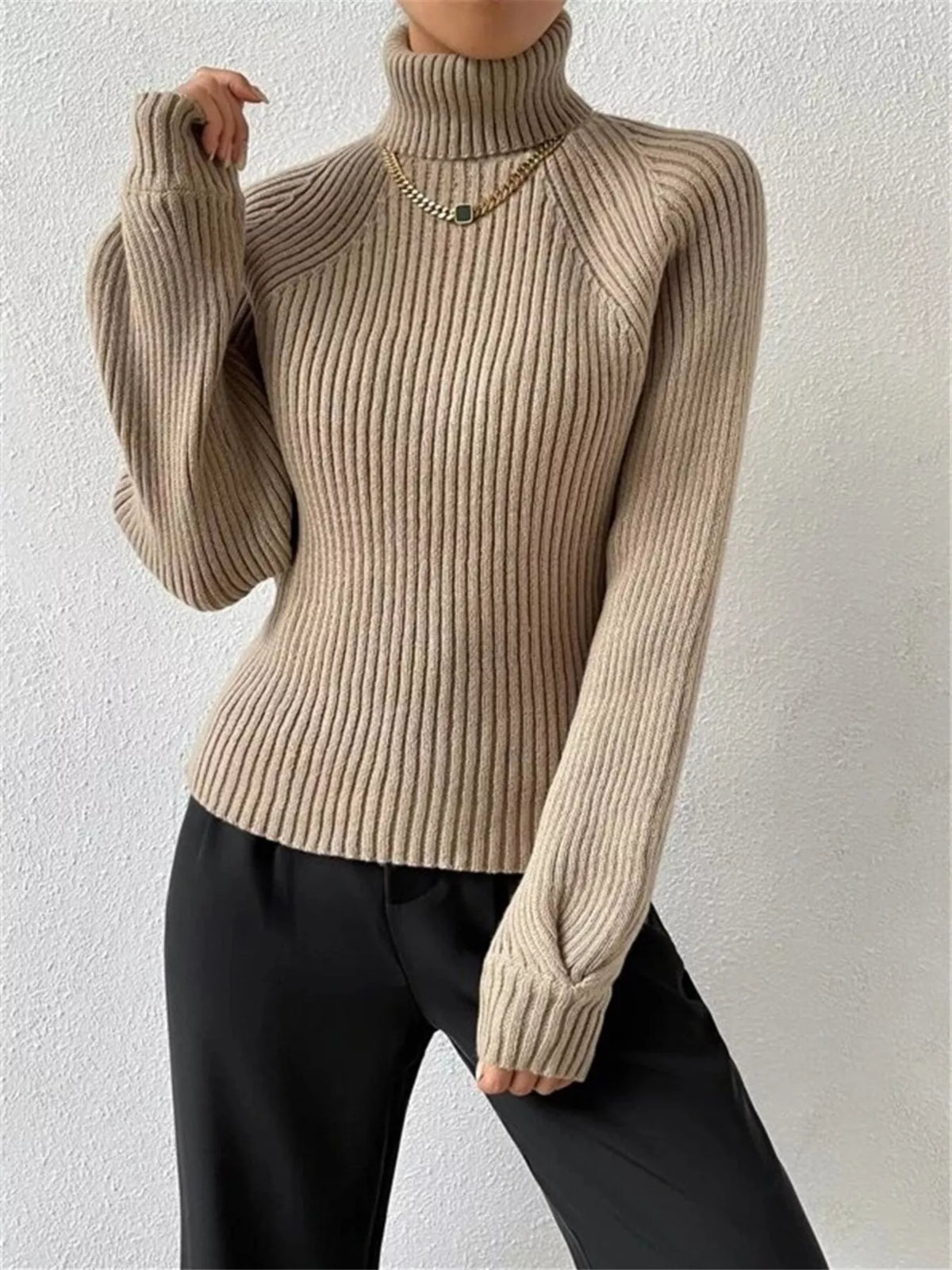 Acrylic blend turtleneck back view