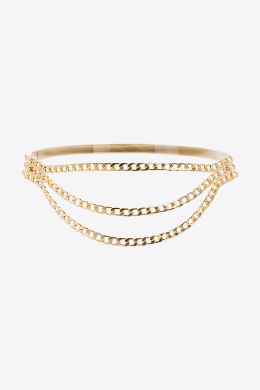 Metal Triple-Layered Chain Belt Gold One Size - Fashorio