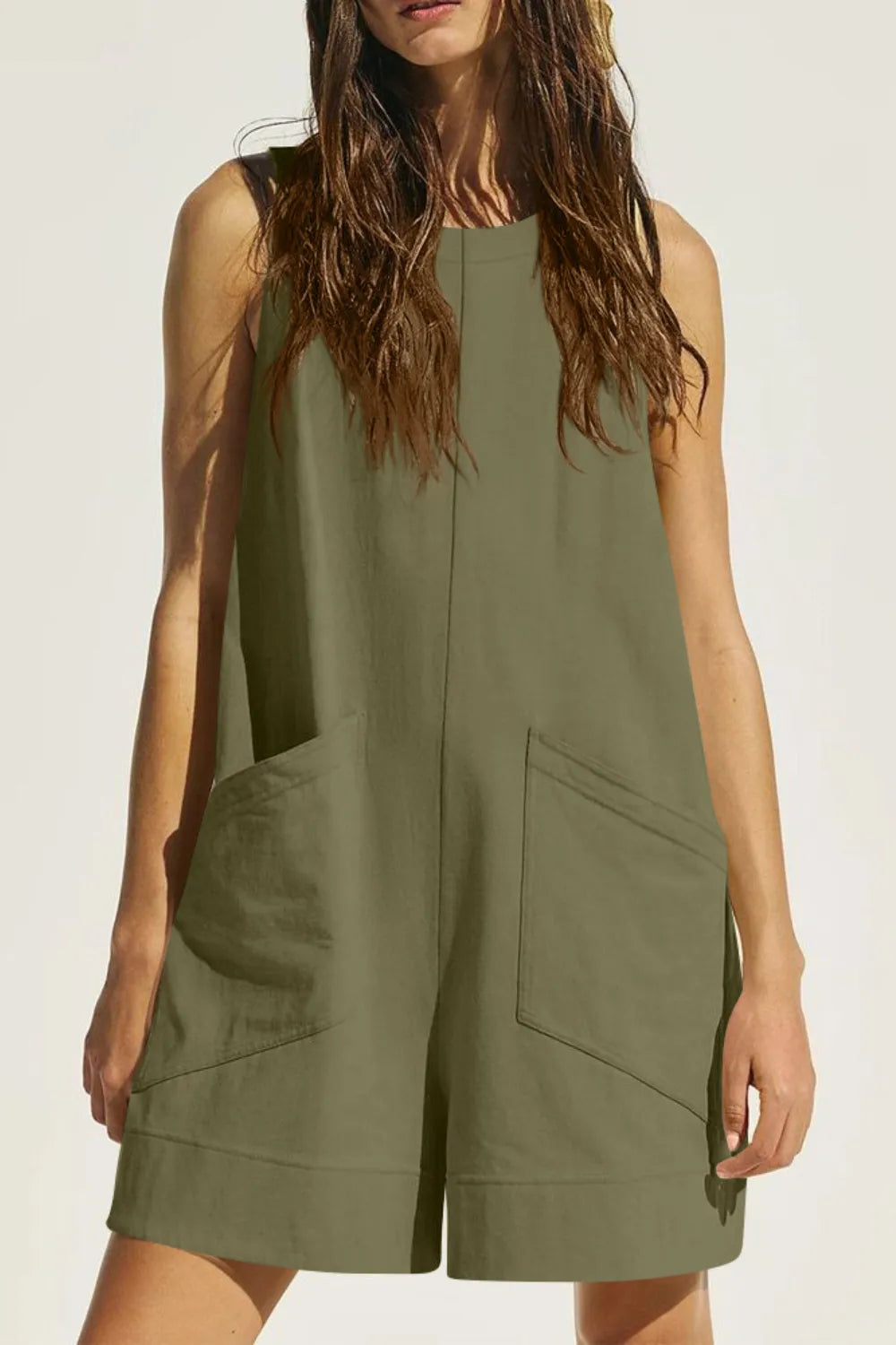 Sleeveless romper dark gray color