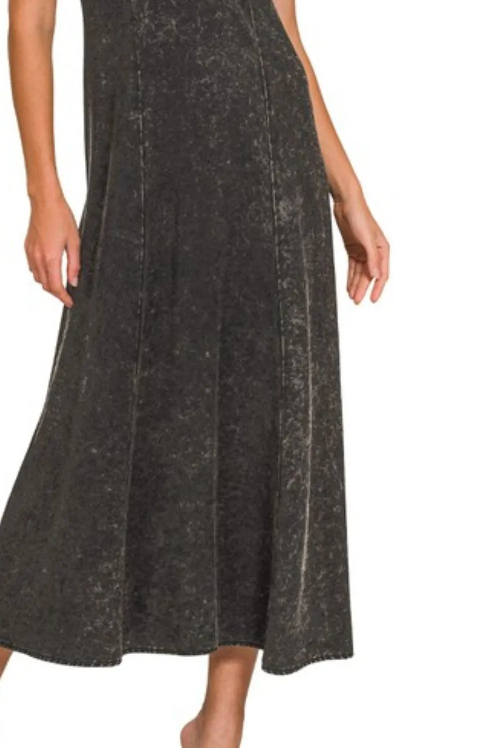 Mineral Wash Tencel Maxi Dress in Ash Black side view