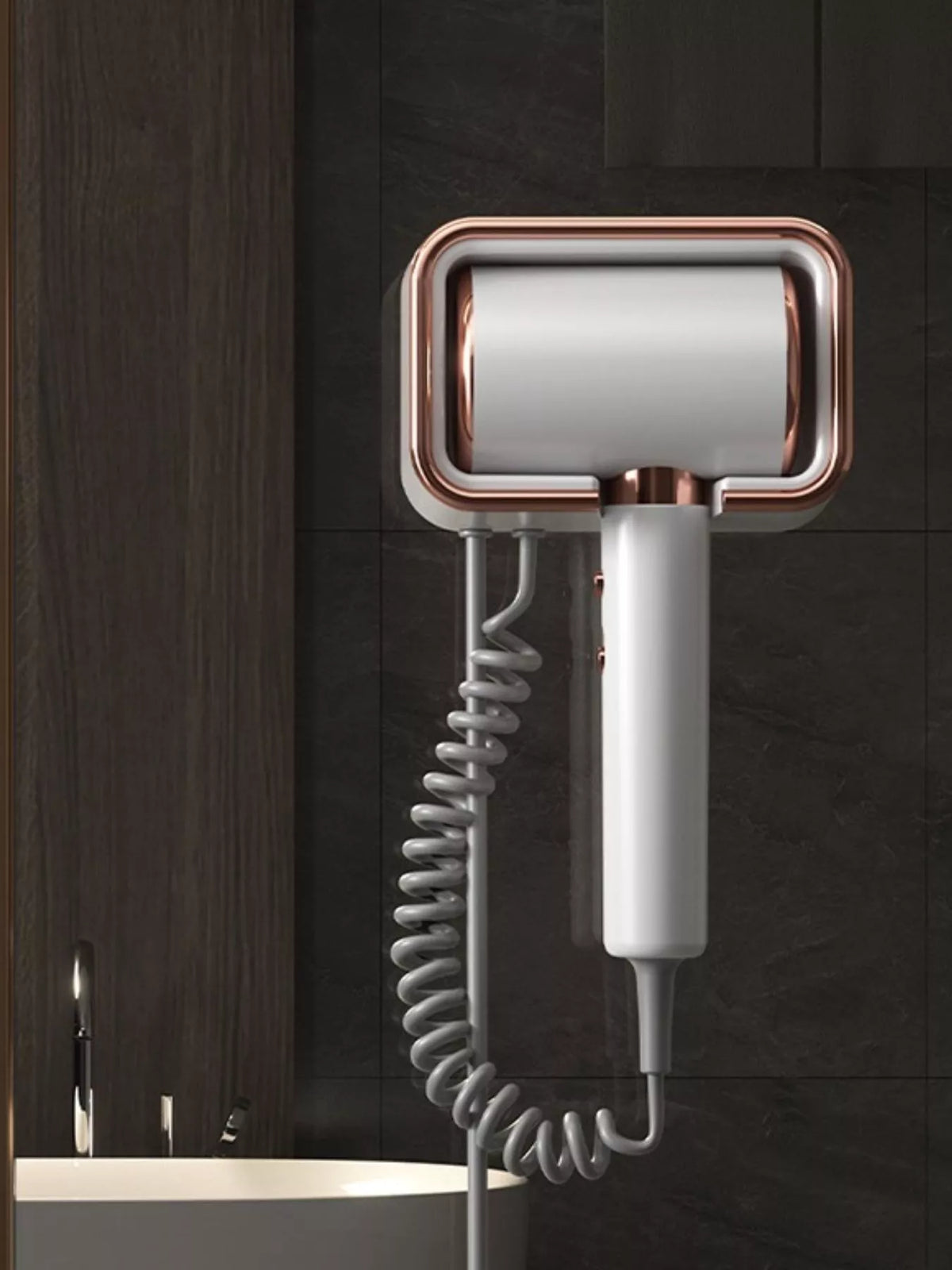 Gray constant temperature household hair dryer