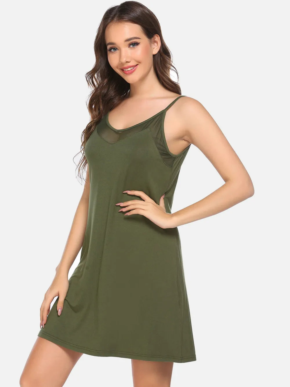 Scoop Neck Spaghetti Strap Lounge Dress - Fashorio