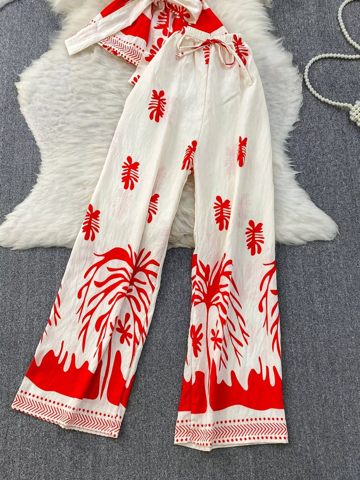 Sleeveless Top and Wide Leg Pants Set, view 9