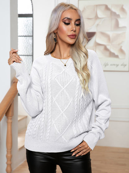 Cable-Knit Long Sleeve Sweater - Fashorio