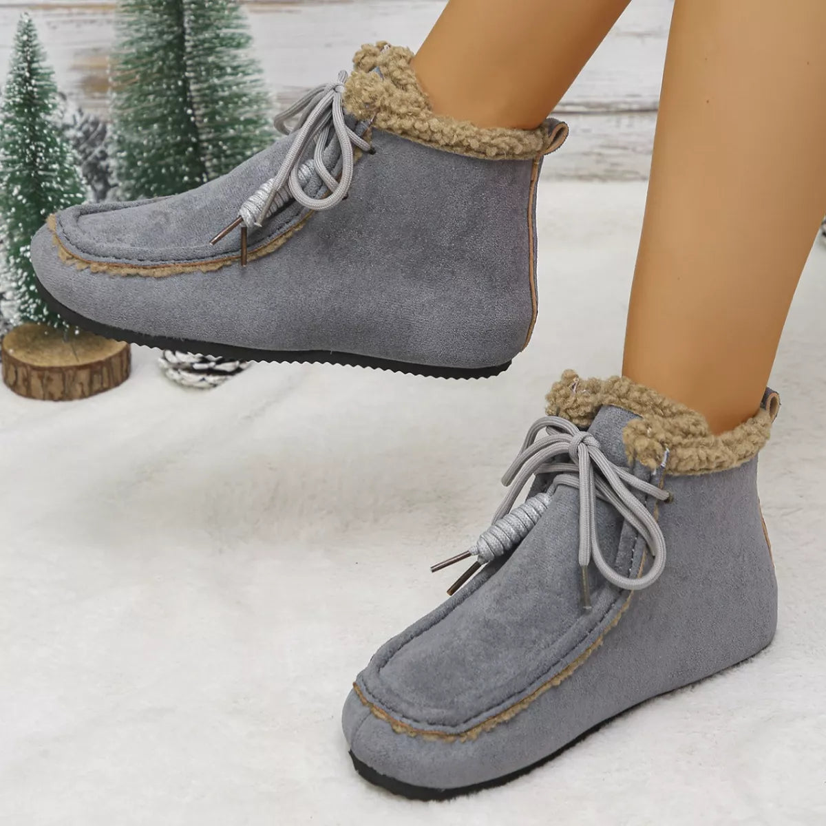 Plush lined ankle boots inner side view