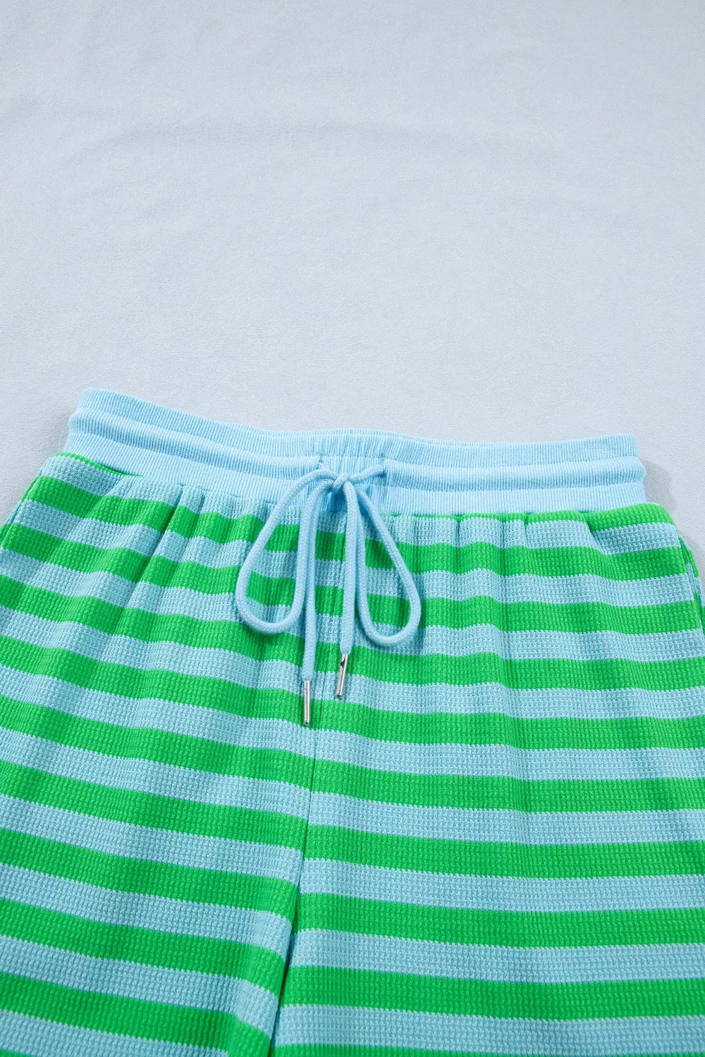 Stripe Colorblock Puff Sleeve Top and Shorts Two Piece Set, view 11