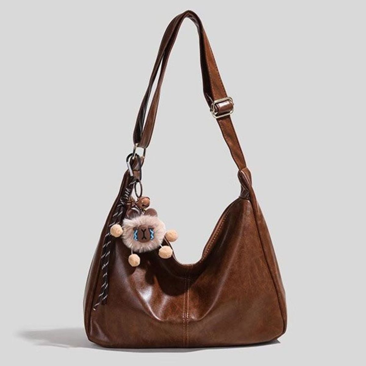 Leather hobo bag interior view