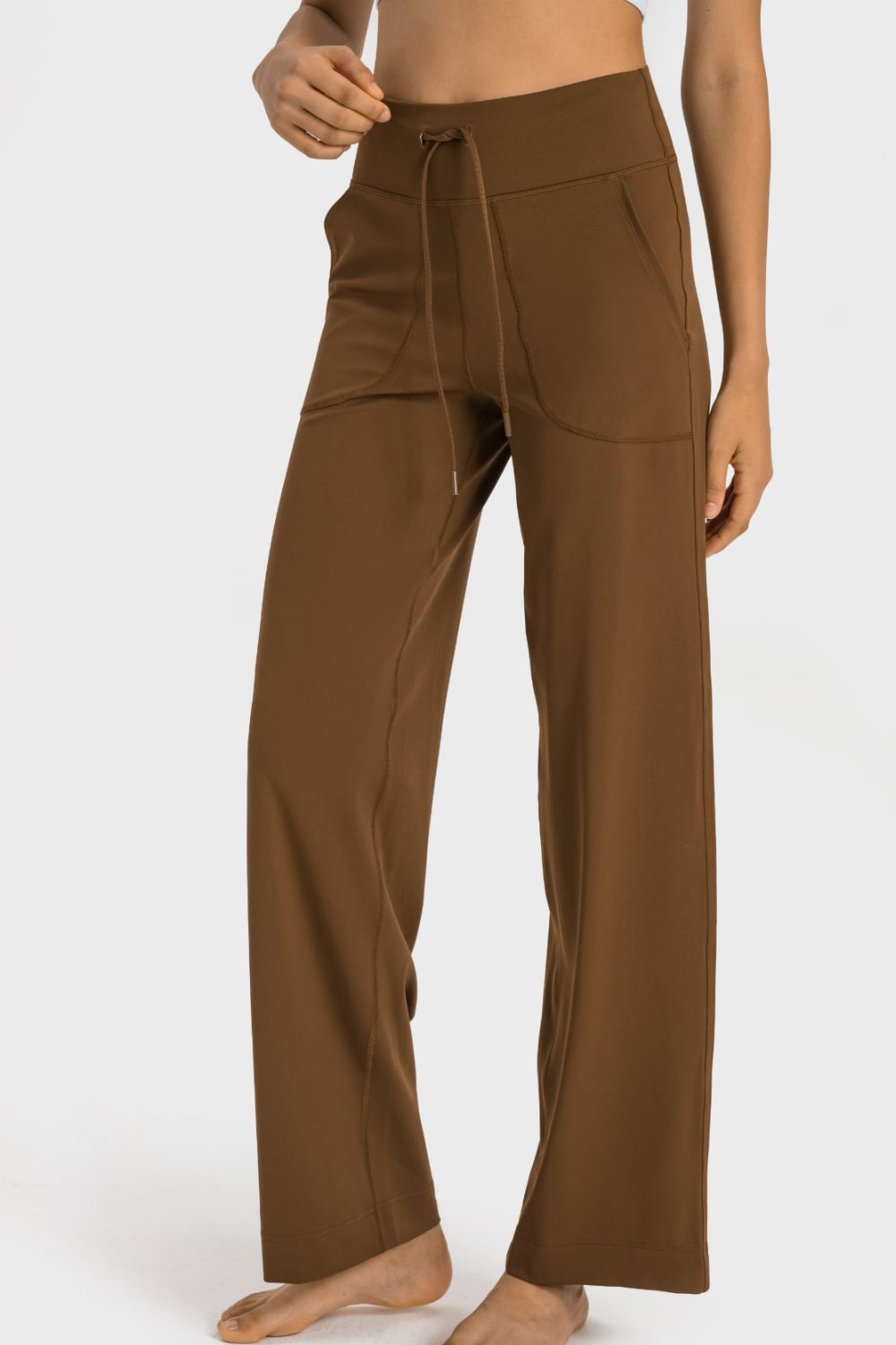 wide leg sports pants close up detail