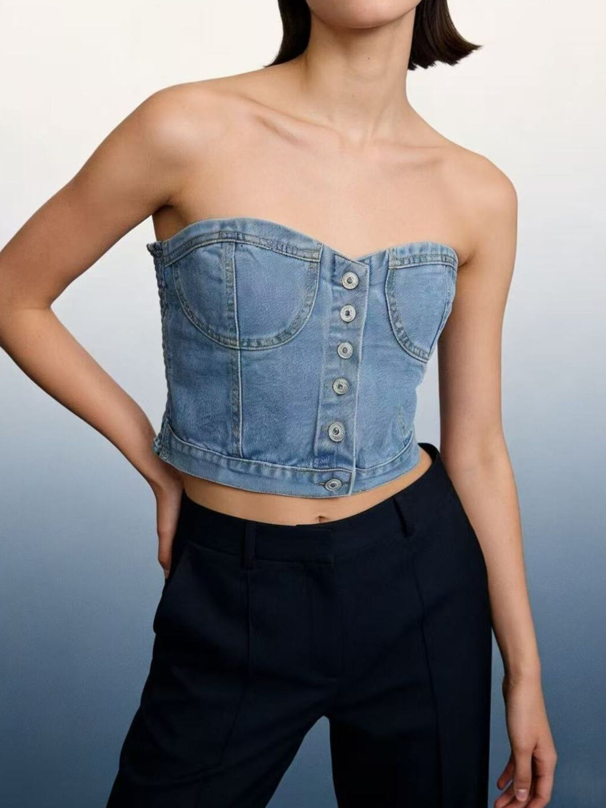 Back view of the tube top showing the smocked panel