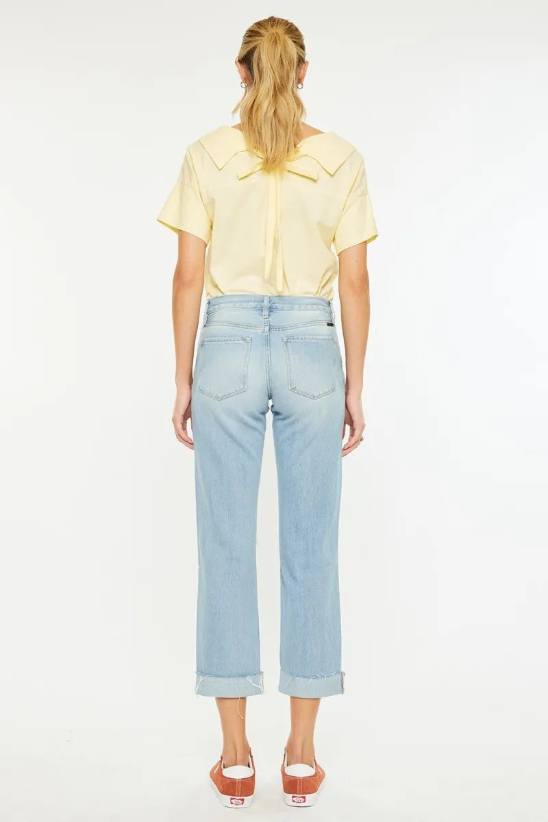 Kancan Mid Rise Distressed Boyfriend Jeans, view 6