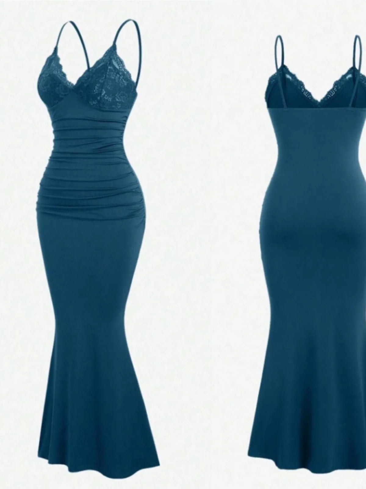 Alternate colourway of the lace trim mermaid dress in a front view