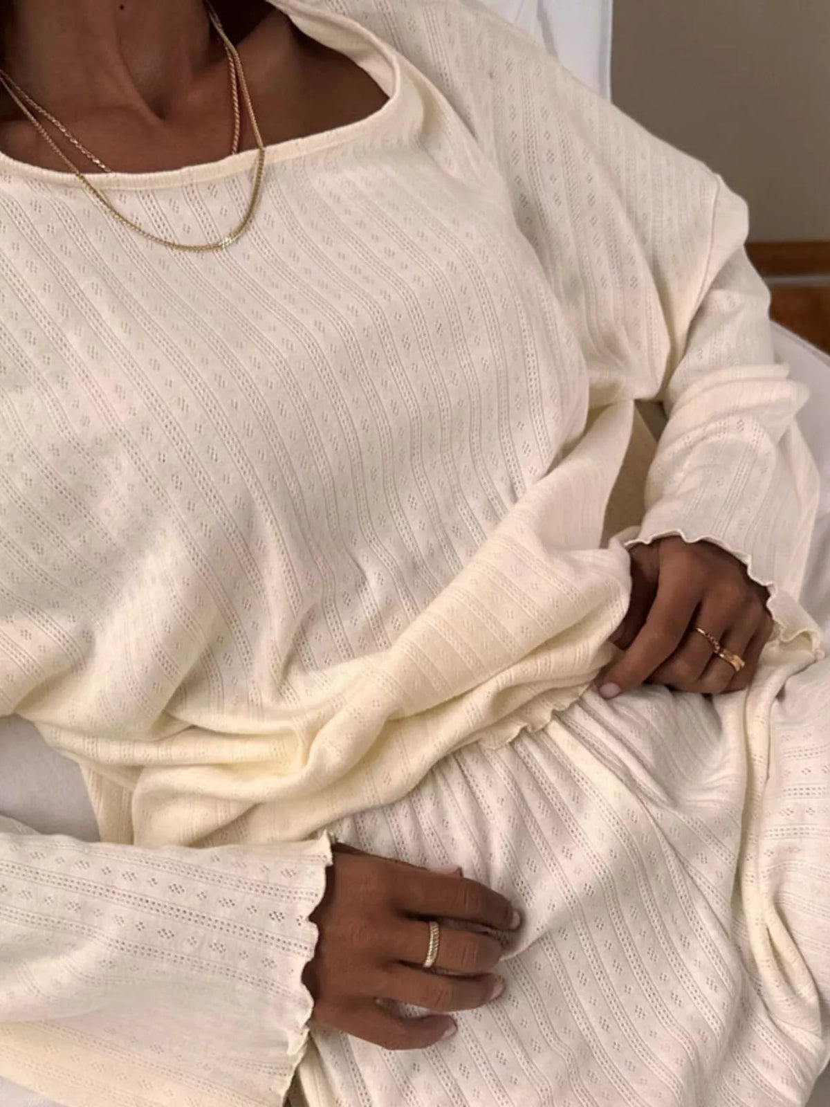 Ribbed knit long sleeve top and matching shorts coordinated set