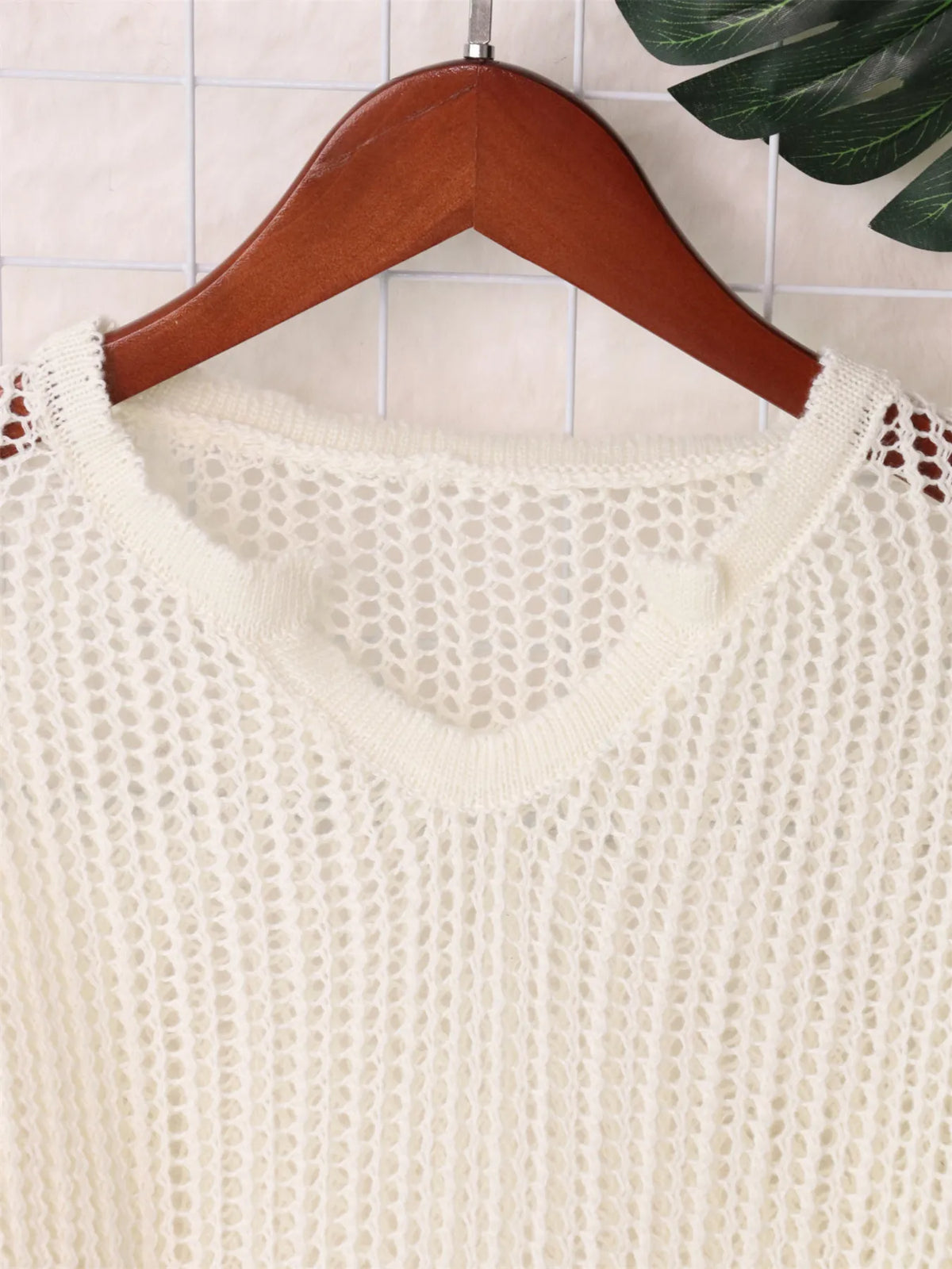 openwork relaxed knit cover up side view