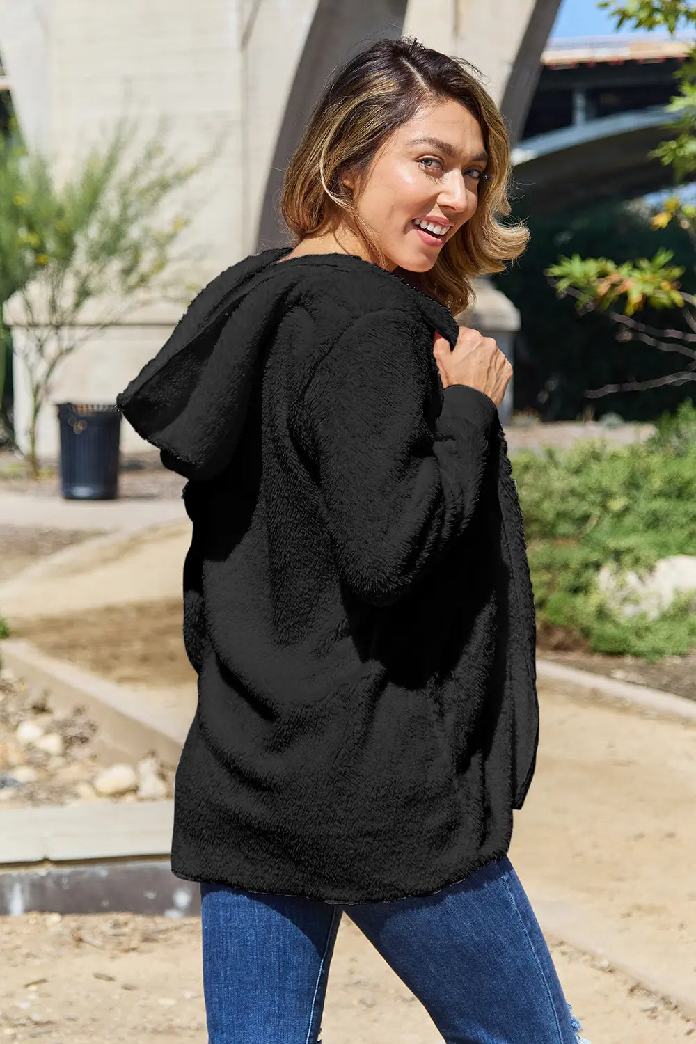 Teddy fleece jacket side view