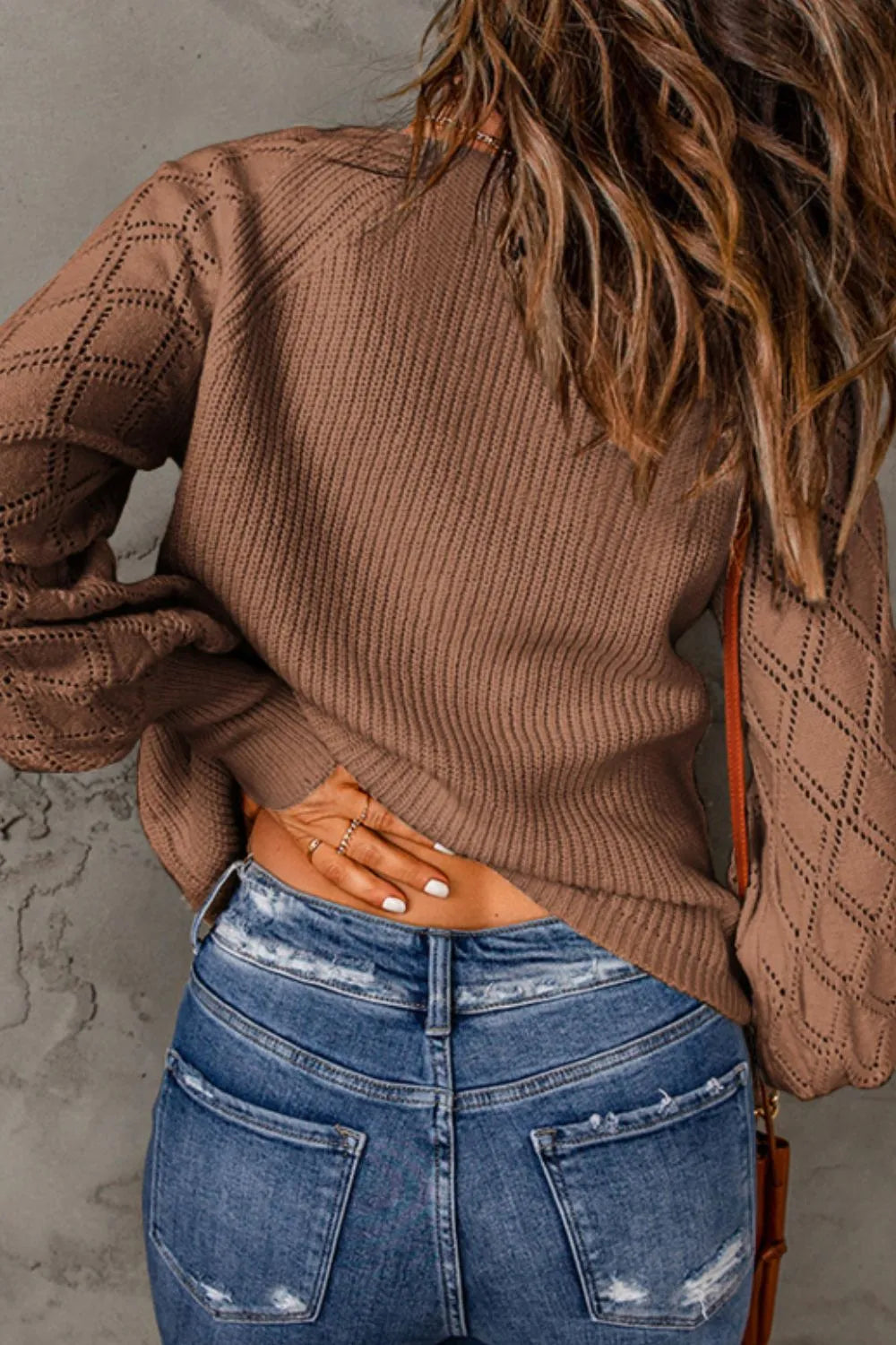 Openwork V-Neck Button Up Cardigan - Fashorio