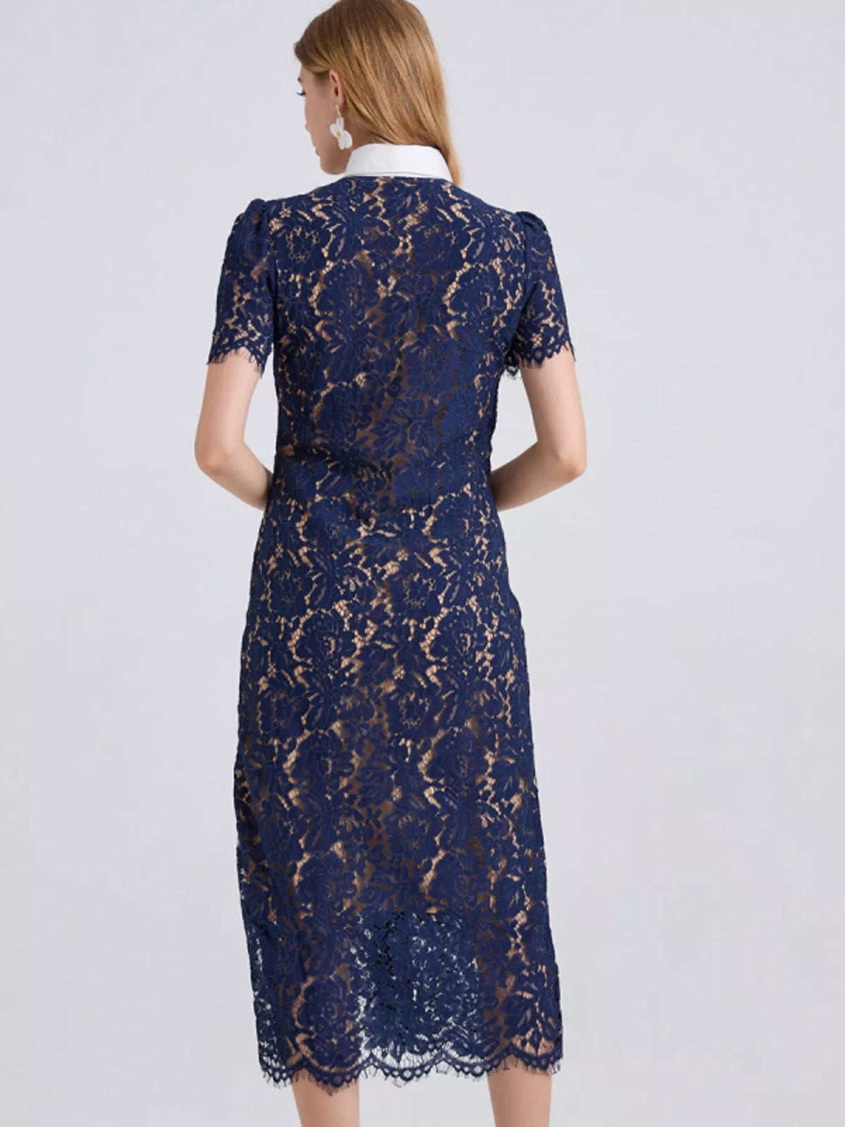 lace button down midi dress neckline detail