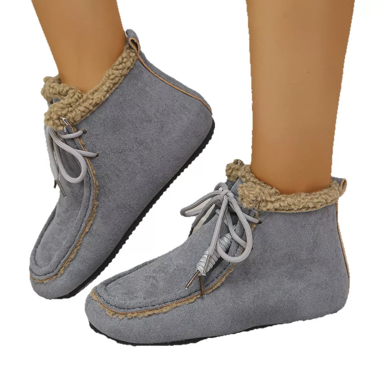 Plush lined ankle boots, back view