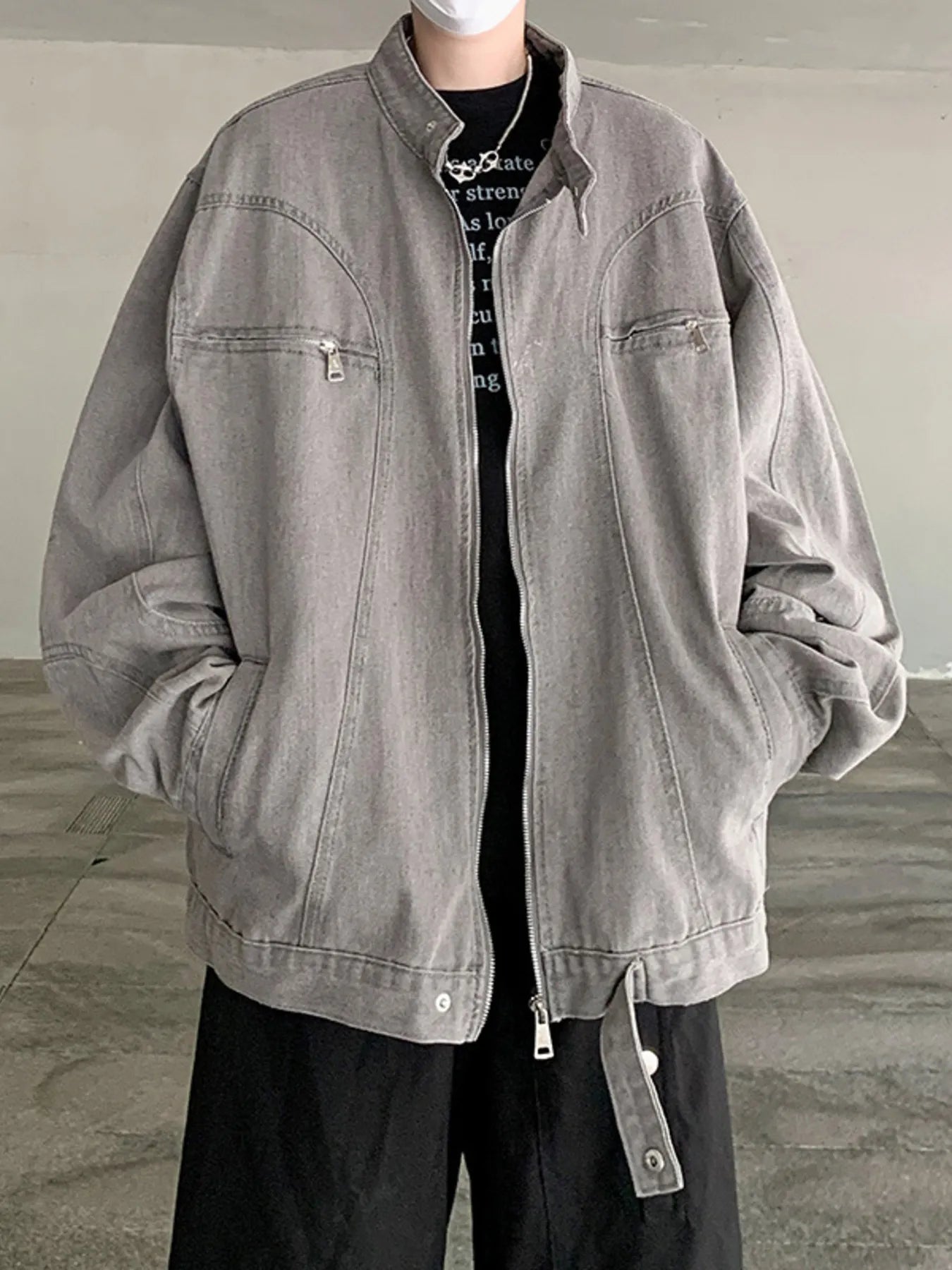 Men's Plus Size Zip Up Oversized Denim Jacket - Fashorio