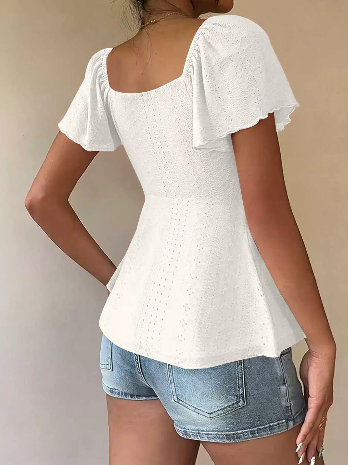 Back view of the sweetheart neck top